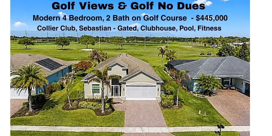 Modern home overlooking golf course in private Collier Club, Sebastian, Florida